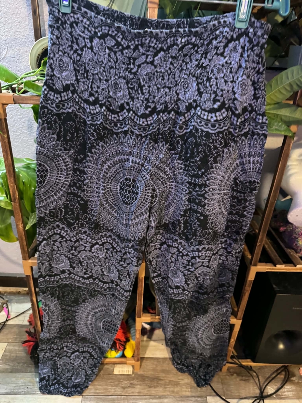 Black & Lavender Mandala Print Kids Harem Pants